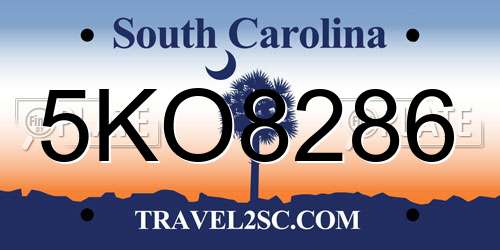 5KO8286 South Carolina License Plate