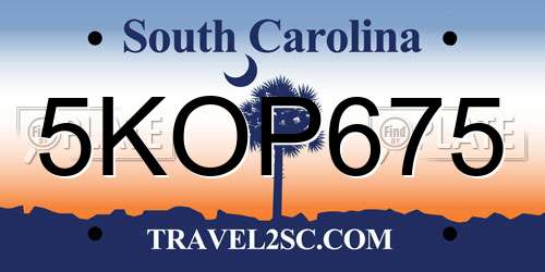 5KOP675 South Carolina License Plate