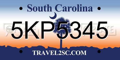 5KP5345 South Carolina License Plate