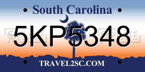 5KP5348 South Carolina License Plate