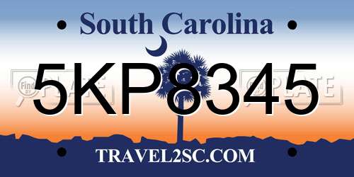 5KP8345 South Carolina License Plate