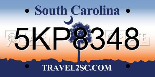 5KP8348 South Carolina License Plate