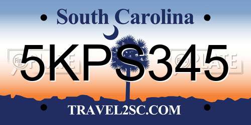 5KPS345 South Carolina License Plate
