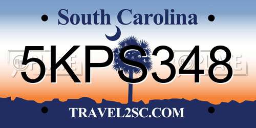 5KPS348 South Carolina License Plate