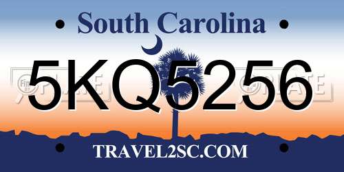 5KQ5256 South Carolina License Plate