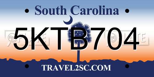 5KTB704 South Carolina License Plate