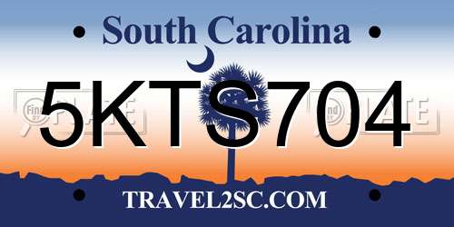 5KTS704 South Carolina License Plate