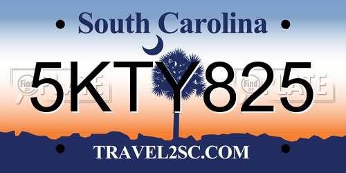 5KTY825 South Carolina License Plate