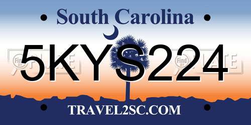 5KYS224 South Carolina License Plate