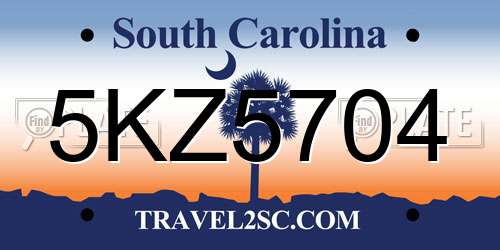 5KZ5704 South Carolina License Plate