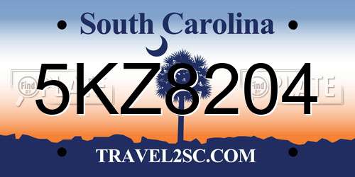 5KZ8204 South Carolina License Plate