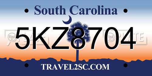 5KZ8704 South Carolina License Plate