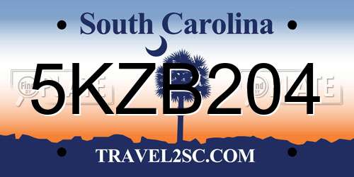 5KZB204 South Carolina License Plate