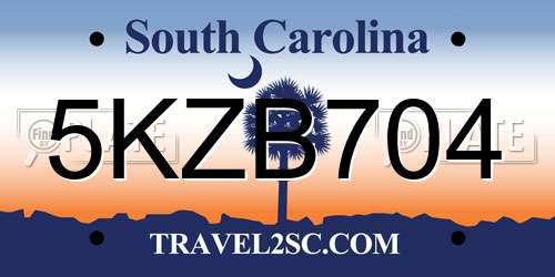 5KZB704 South Carolina License Plate