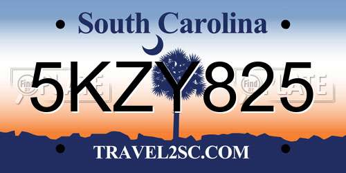 5KZY825 South Carolina License Plate