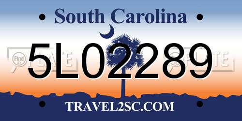 5L02289 South Carolina License Plate