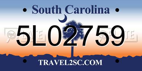 5L02759 South Carolina License Plate