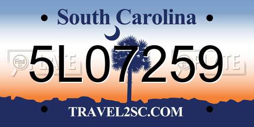 5L07259 South Carolina License Plate