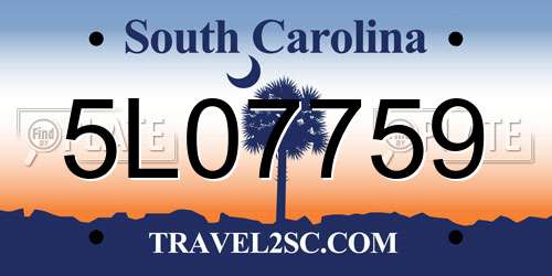5L07759 South Carolina License Plate