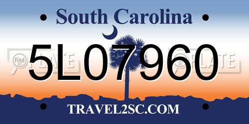 5L07960 South Carolina License Plate
