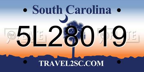 5L28019 South Carolina License Plate