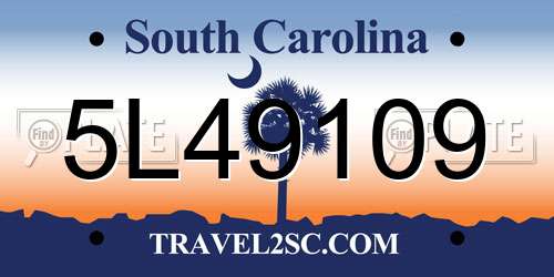 5L49109 South Carolina License Plate