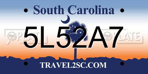 5L52A7 South Carolina License Plate