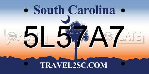 5L57A7 South Carolina License Plate
