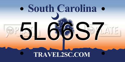 5L66S7 South Carolina License Plate