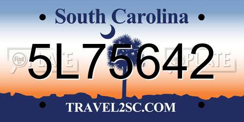 5L75642 South Carolina License Plate