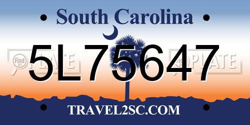 5L75647 South Carolina License Plate