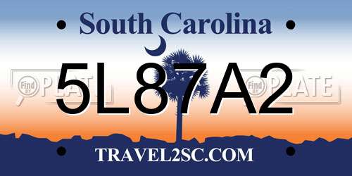5L87A2 South Carolina License Plate