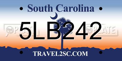 5LB242 South Carolina License Plate