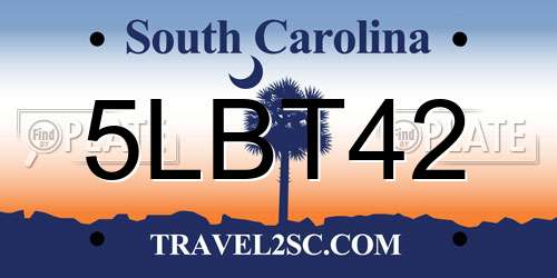 5LBT42 South Carolina License Plate