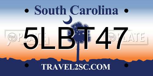 5LBT47 South Carolina License Plate