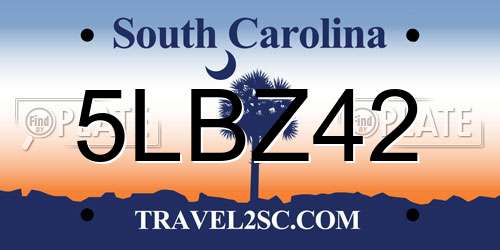 5LBZ42 South Carolina License Plate