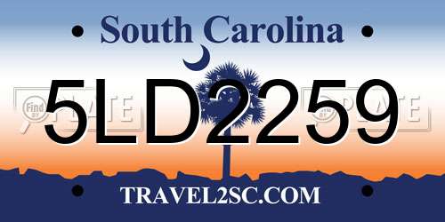 5LD2259 South Carolina License Plate