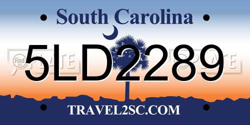 5LD2289 South Carolina License Plate
