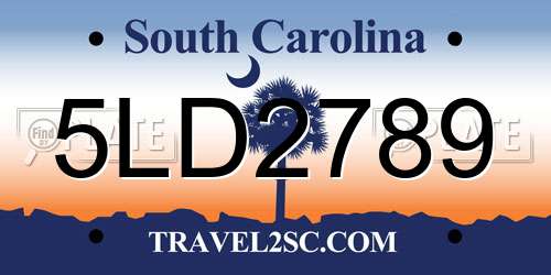 5LD2789 South Carolina License Plate