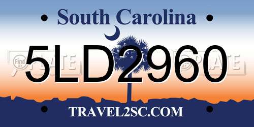 5LD2960 South Carolina License Plate