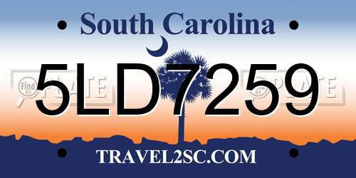 5LD7259 South Carolina License Plate