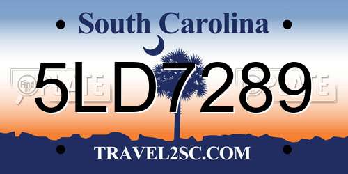 5LD7289 South Carolina License Plate