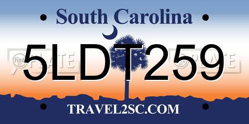 5LDT259 South Carolina License Plate