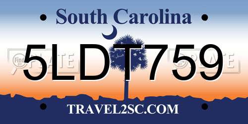 5LDT759 South Carolina License Plate