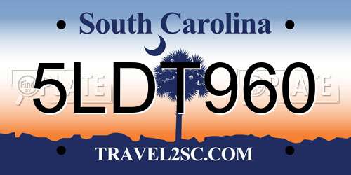 5LDT960 South Carolina License Plate