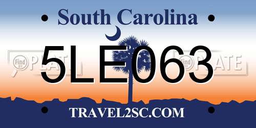 5LE063 South Carolina License Plate