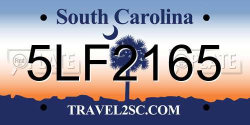 5LF2165 South Carolina License Plate