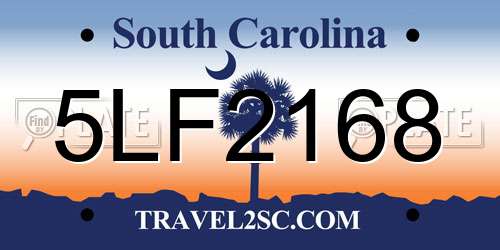 5LF2168 South Carolina License Plate