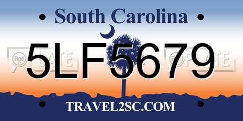 5LF5679 South Carolina License Plate