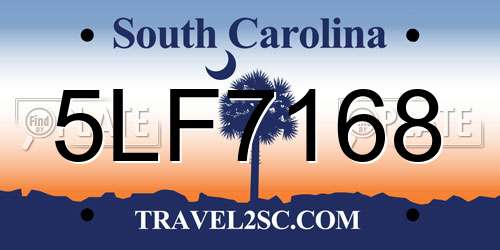 5LF7168 South Carolina License Plate